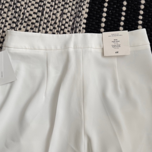 H&M Wide Leg High Waist Dress Pants White Size 6 New With Tags - Picture 6 of 6